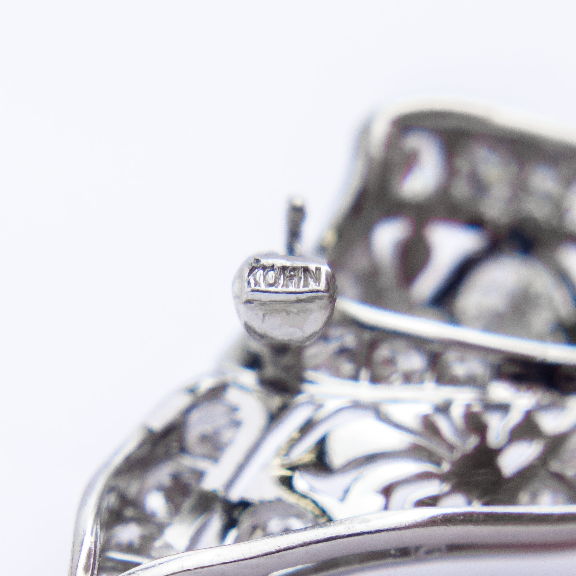 Art Deco Platinum & Diamond Bow Brooch by Kohn