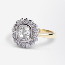 Load image into Gallery viewer, Antique Platinum and Old Cut Diamond Daisy Ring
