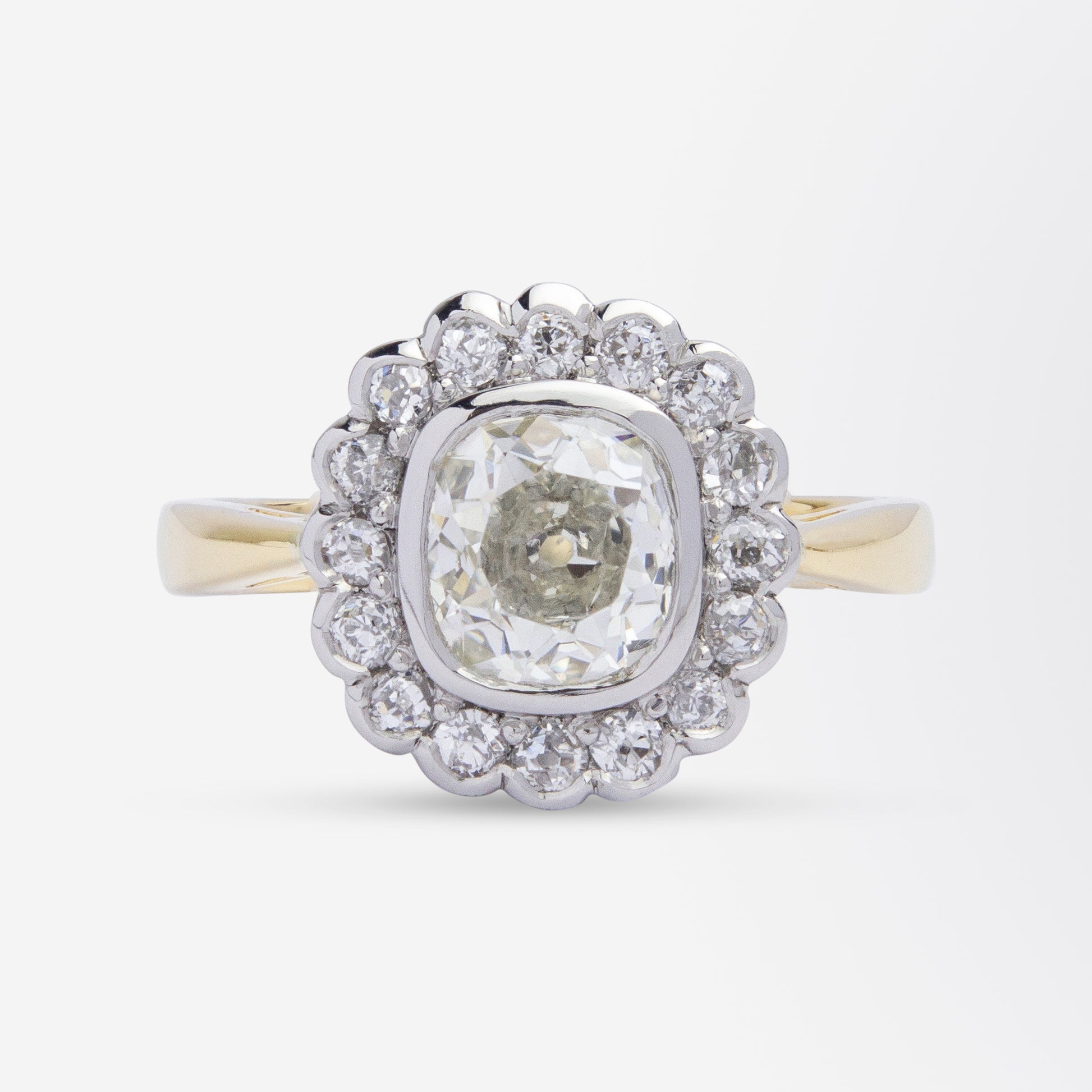 Old Mine Cut & Old European Cut Diamond Cluster Ring
