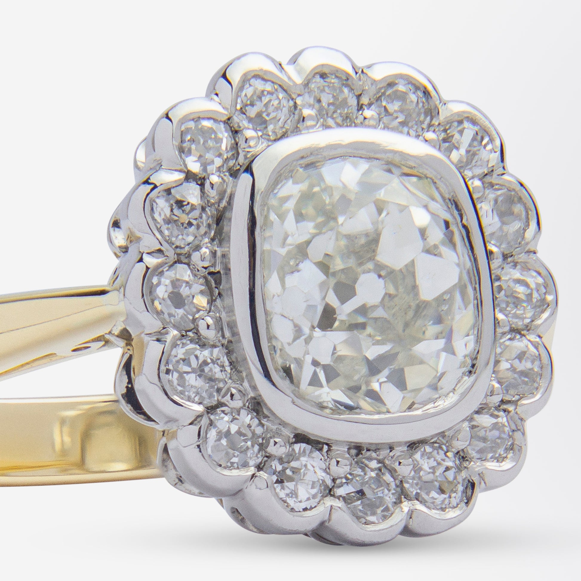 Old Mine Cut & Old European Cut Diamond Cluster Ring