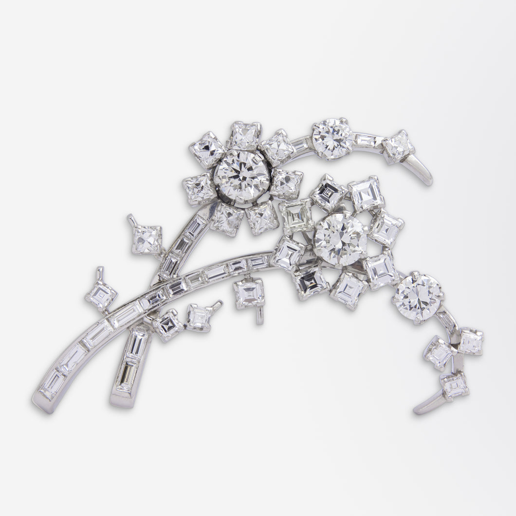 Platinum & Diamond Floral Brooch by Wolf Horovitz of Alexandria