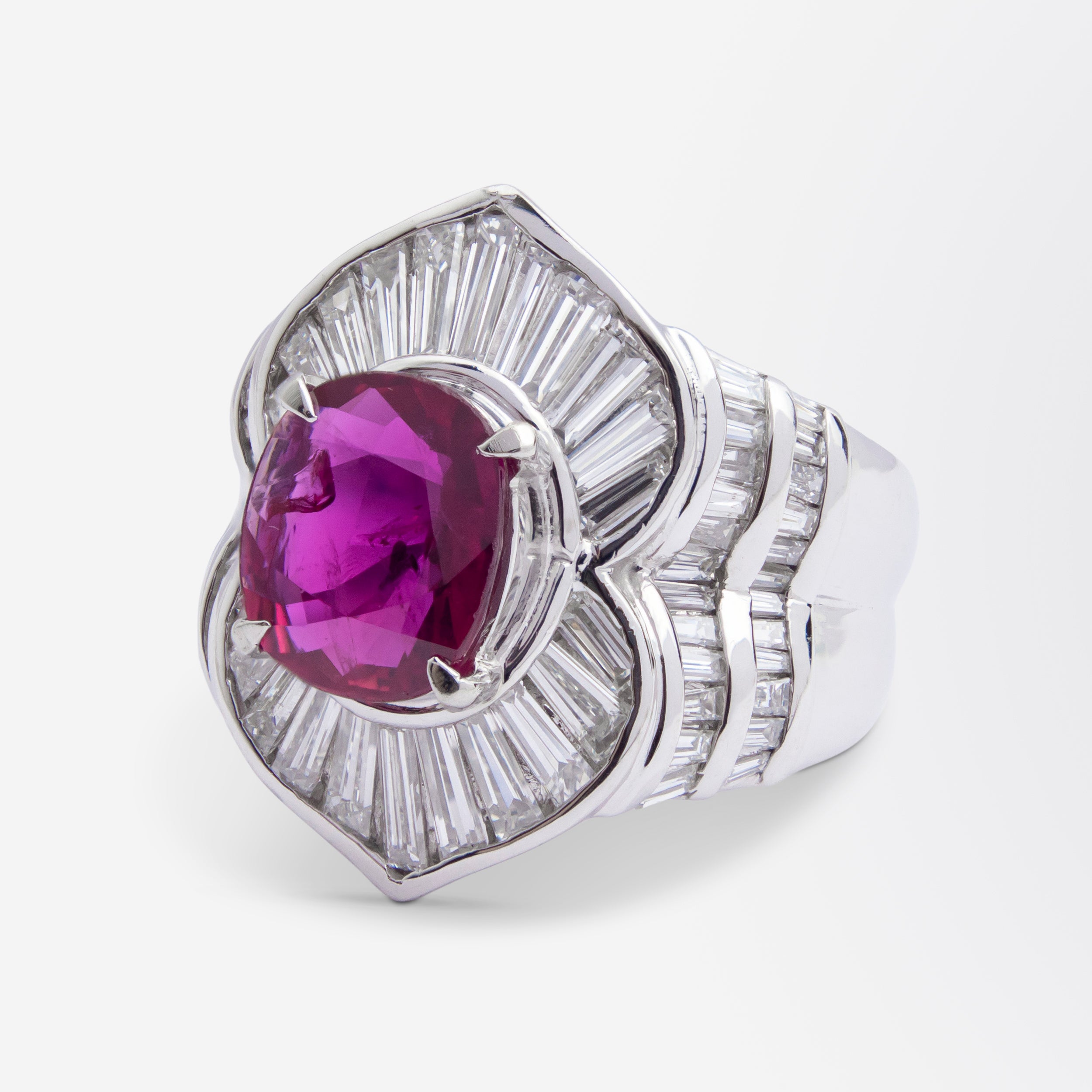 Impressive Platinum, Diamond, and GIA Certified Ruby Ring