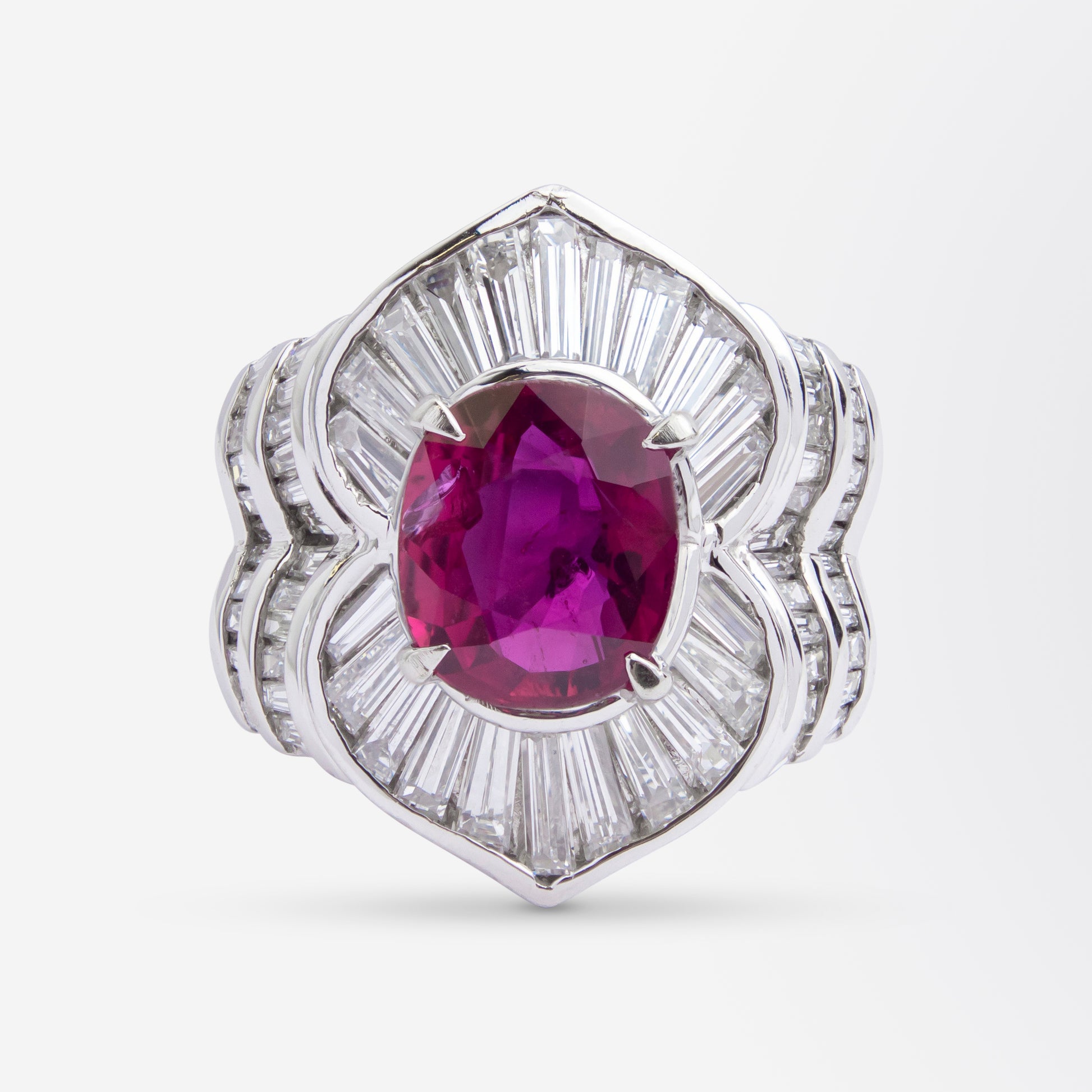Impressive Platinum, Diamond, and GIA Certified Ruby Ring
