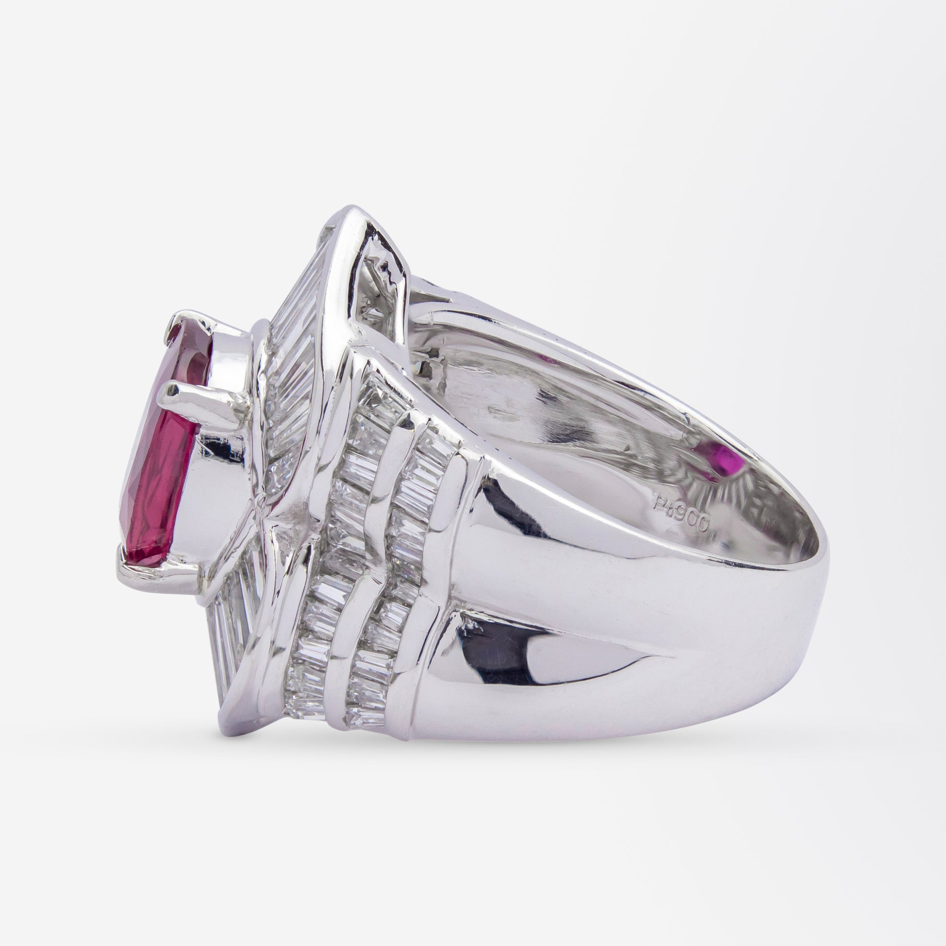 Impressive Platinum, Diamond, and GIA Certified Ruby Ring
