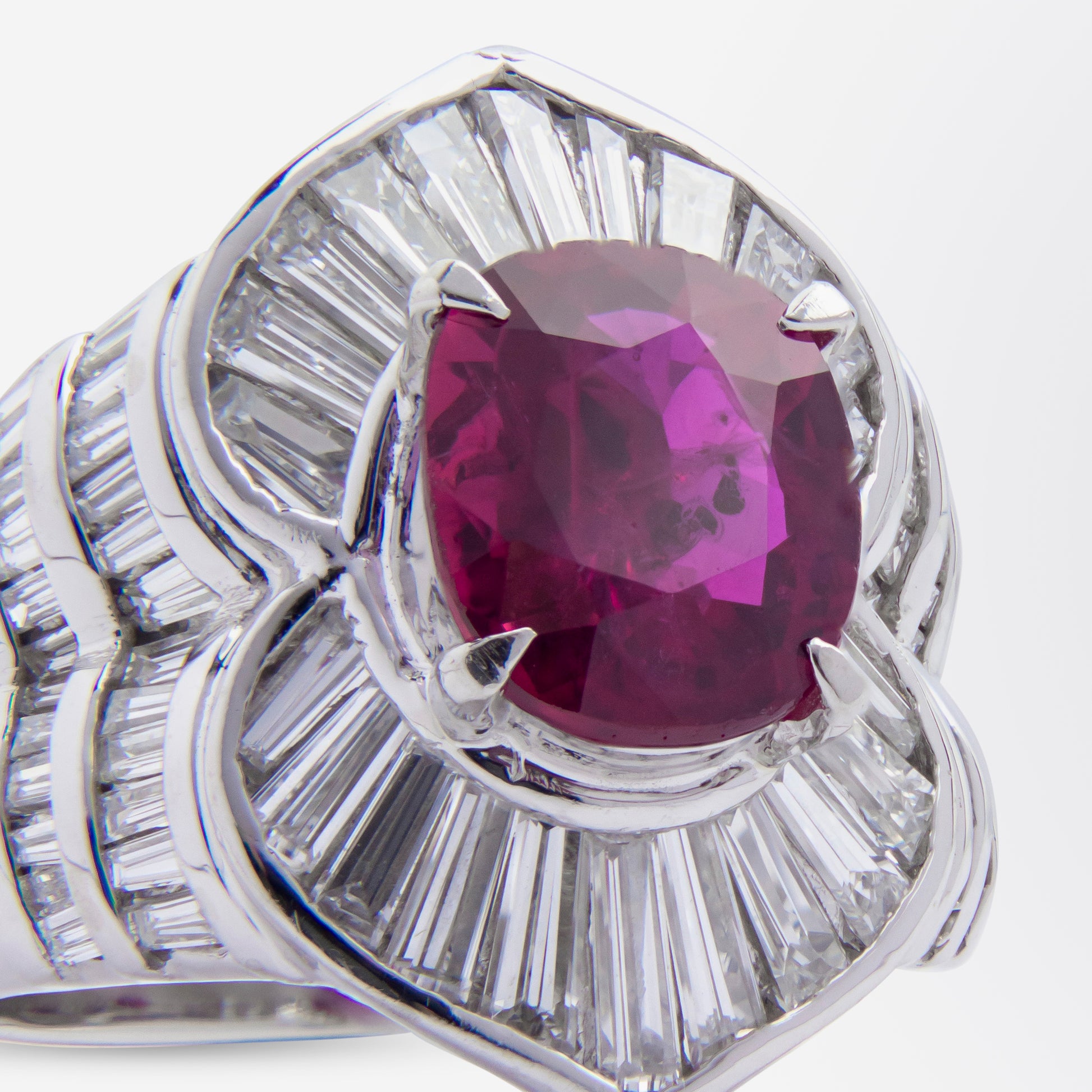 Impressive Platinum, Diamond, and GIA Certified Ruby Ring