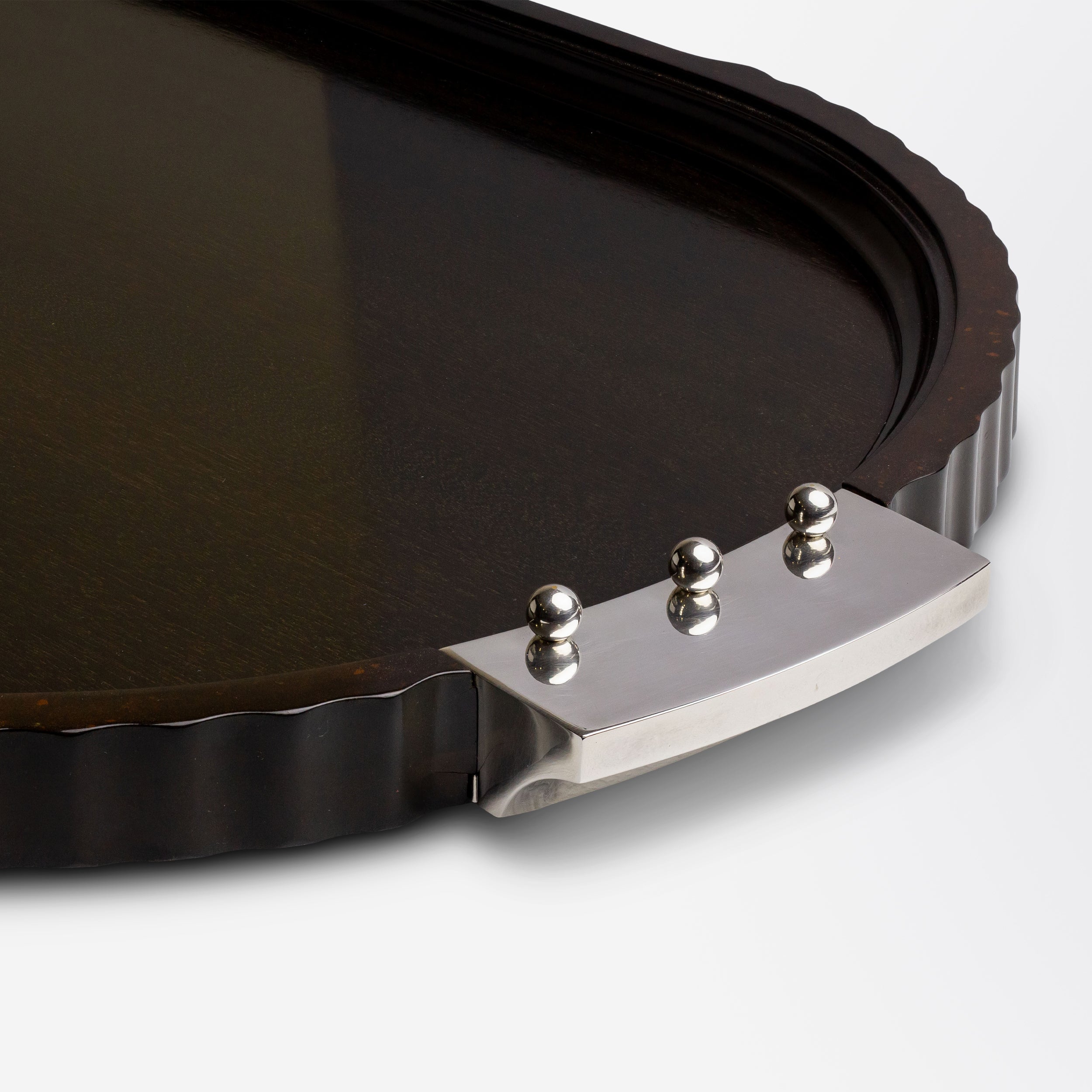 Plateau Puiforcat style Art Déco en palissandre et métal argenté