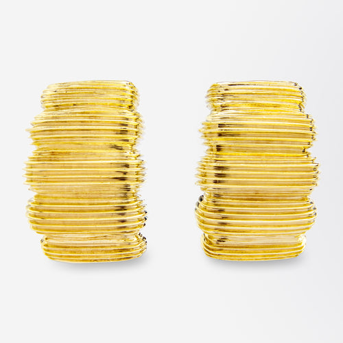 14kt Yellow Gold Ribbed Huggies by Maz