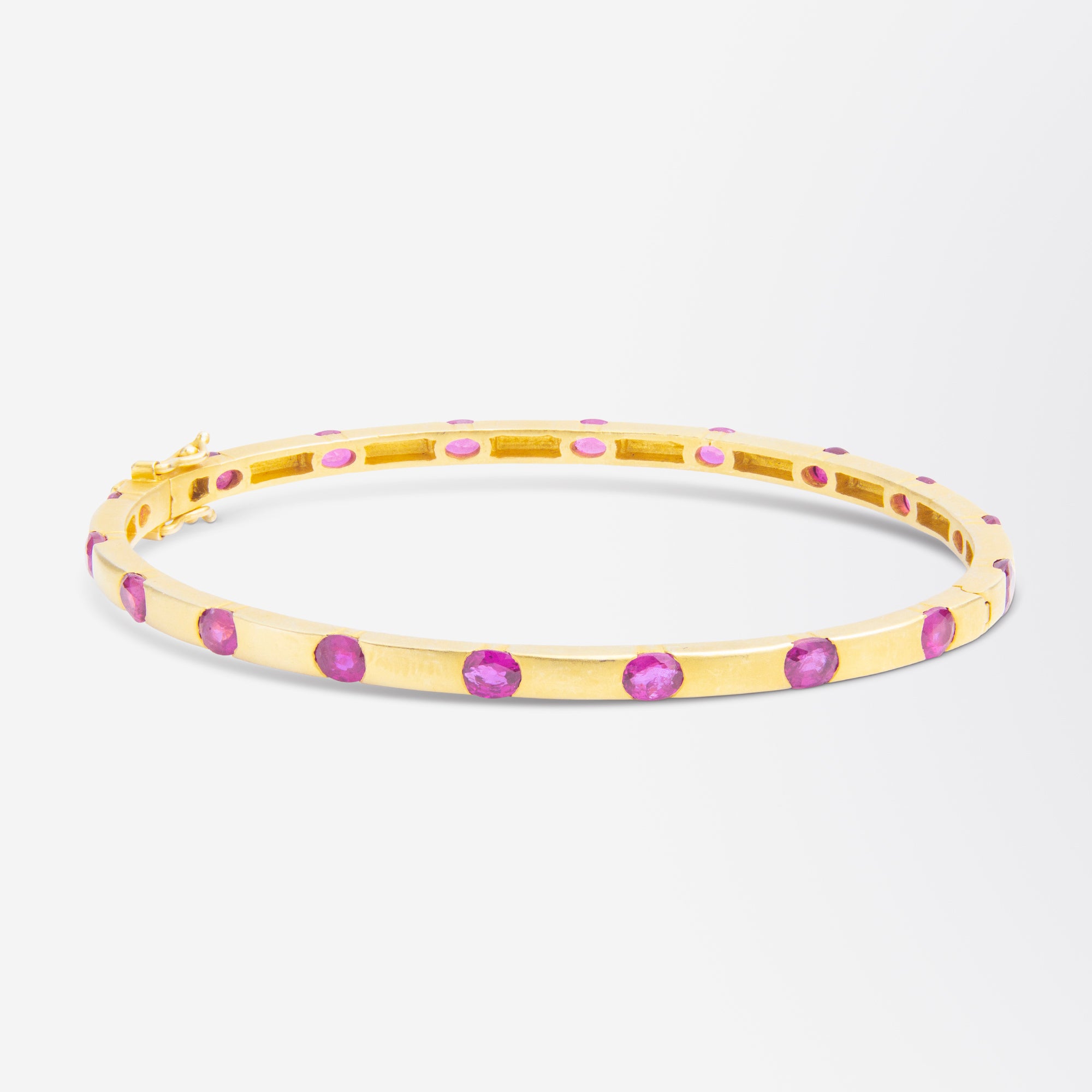 14kt Yellow Gold & Ruby Hinged Bangle
