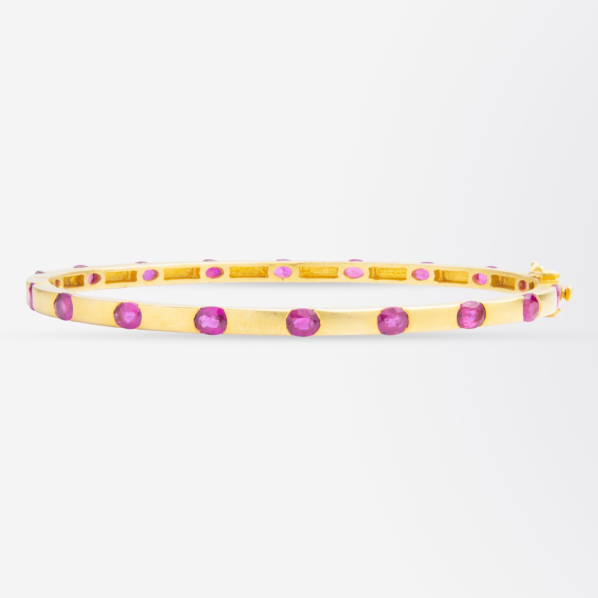 14kt Yellow Gold & Ruby Hinged Bangle