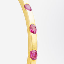 Load image into Gallery viewer, 14kt Yellow Gold &amp; Ruby Hinged Bangle
