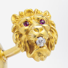 Load image into Gallery viewer, 14kt Yellow Gold Lion Cufflinks With Rubies &amp; Diamonds
