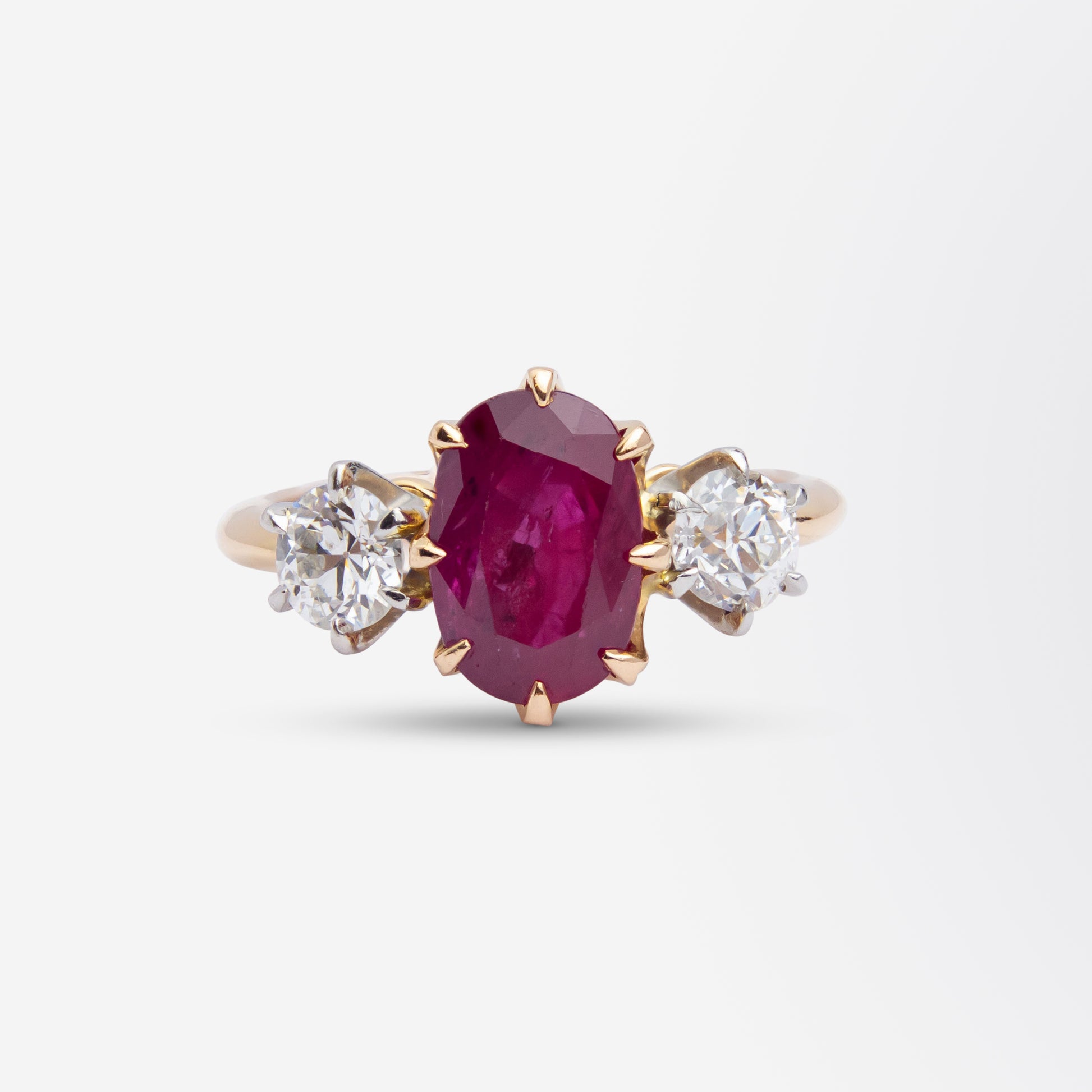 Thai Ruby & Old European Cut Diamond Ring
