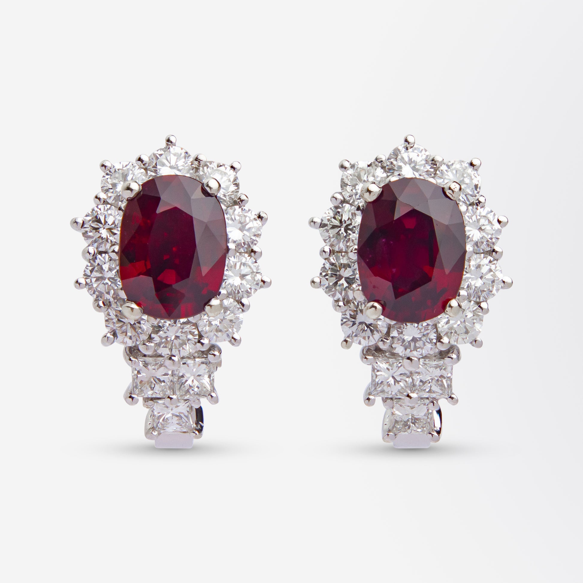 18kt White Gold, Ruby & Diamond Earring & Ring Suite