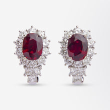 Load image into Gallery viewer, 18kt White Gold, Ruby &amp; Diamond Earring &amp; Ring Suite
