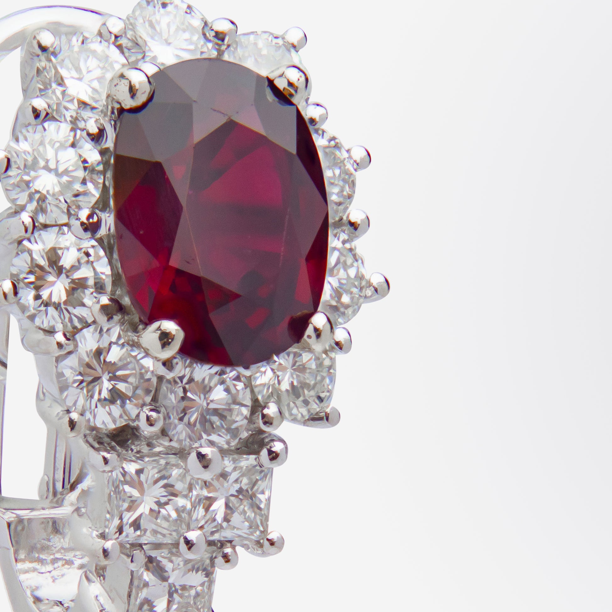 18kt White Gold, Ruby & Diamond Earring & Ring Suite
