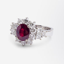 Load image into Gallery viewer, 18kt White Gold, Ruby &amp; Diamond Earring &amp; Ring Suite
