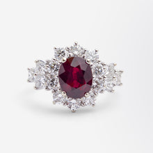 Load image into Gallery viewer, 18kt White Gold, Ruby &amp; Diamond Earring &amp; Ring Suite
