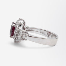 Load image into Gallery viewer, 18kt White Gold, Ruby &amp; Diamond Earring &amp; Ring Suite
