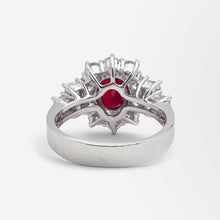 Load image into Gallery viewer, 18kt White Gold, Ruby &amp; Diamond Earring &amp; Ring Suite
