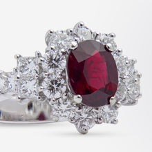 Load image into Gallery viewer, 18kt White Gold, Ruby &amp; Diamond Earring &amp; Ring Suite
