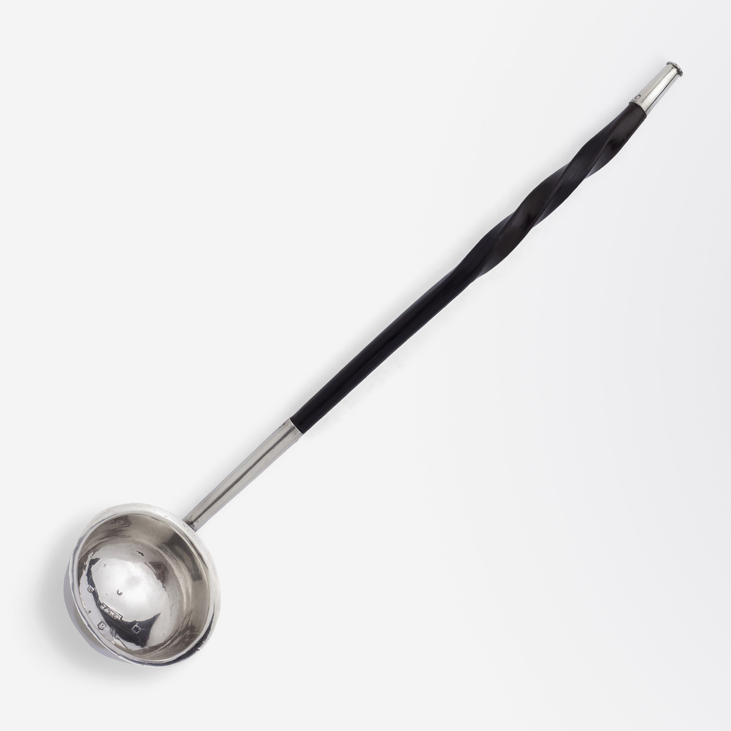 Scottish Sterling Silver Toddy Ladle with Twisted Horn Handle by James & Walter Marshall