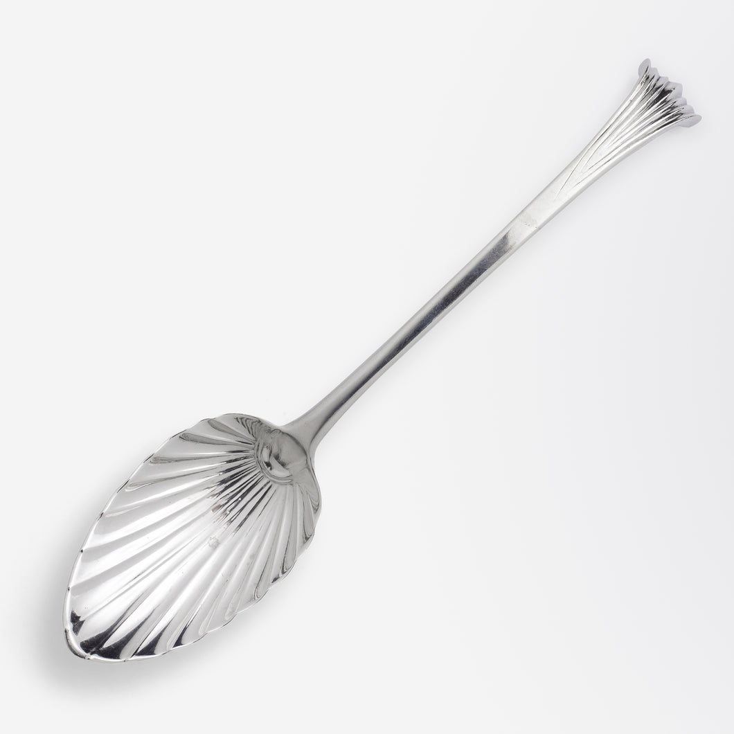 Fluted Irish Sterling Silver Serving Spoon by Michael Keating