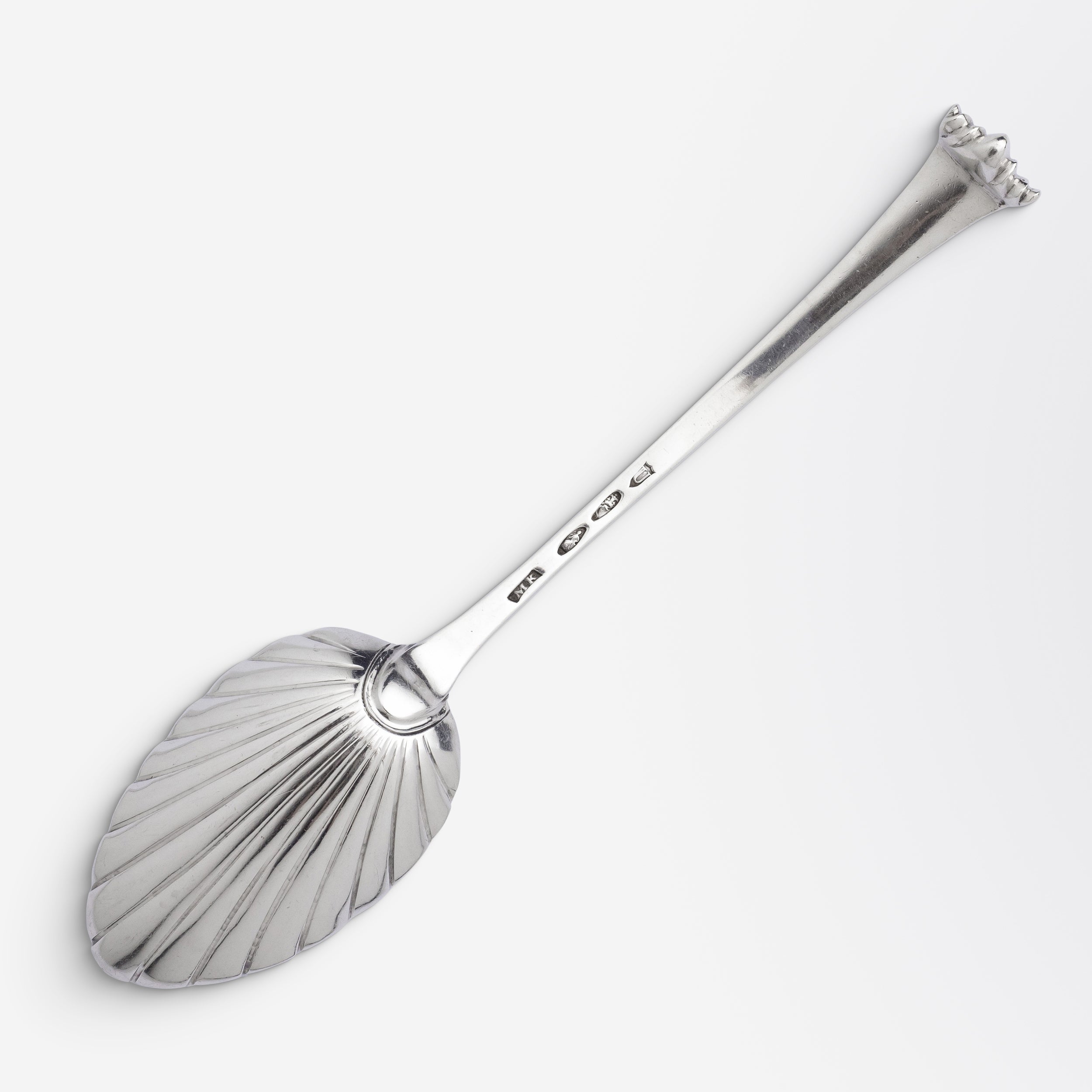 Fluted Irish Sterling Silver Serving Spoon by Michael Keating
