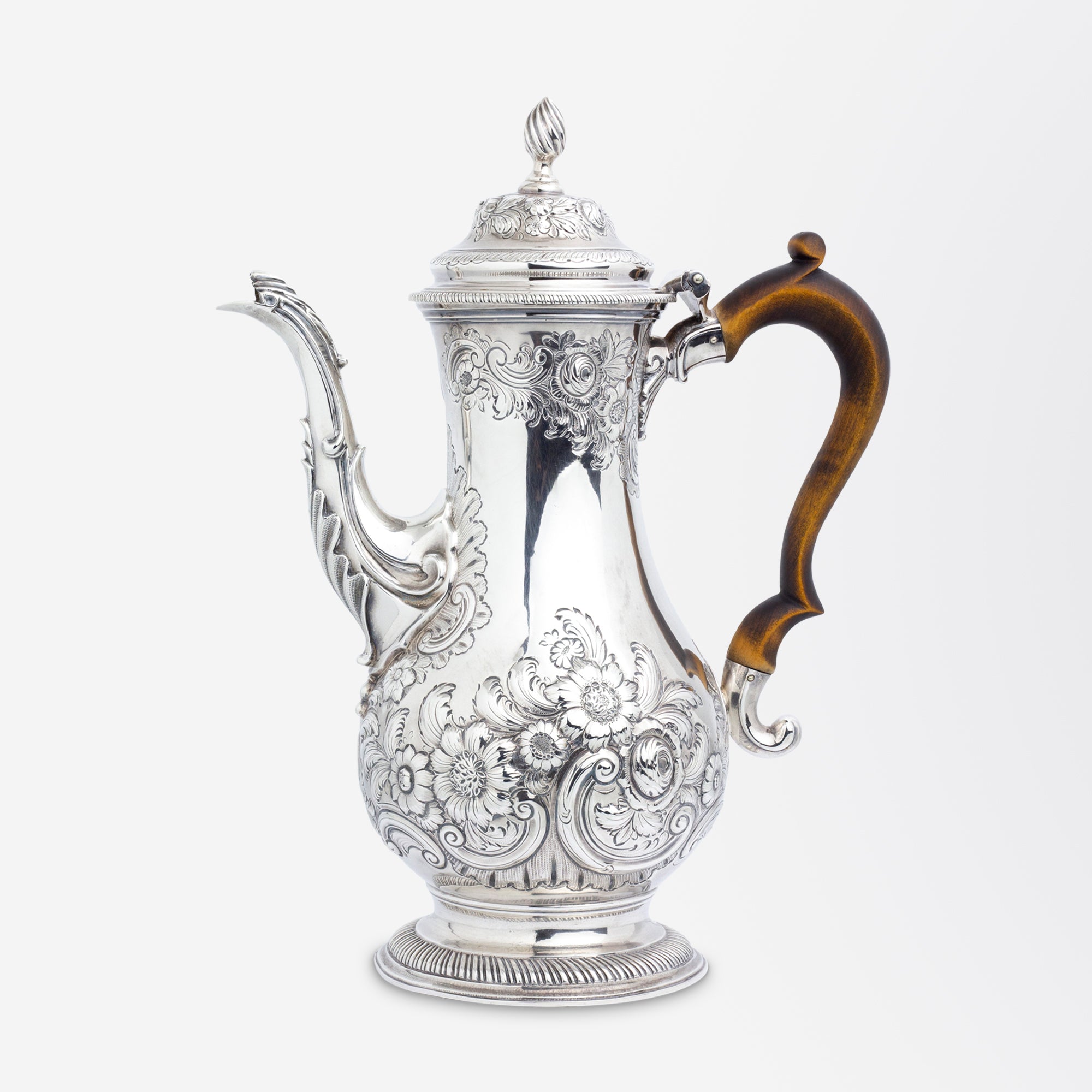 George III Era Sterling Silver Coffee Pot by Charles Wallis