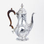 George II Period Sterling Silver Coffee Pot with Floral Repousse