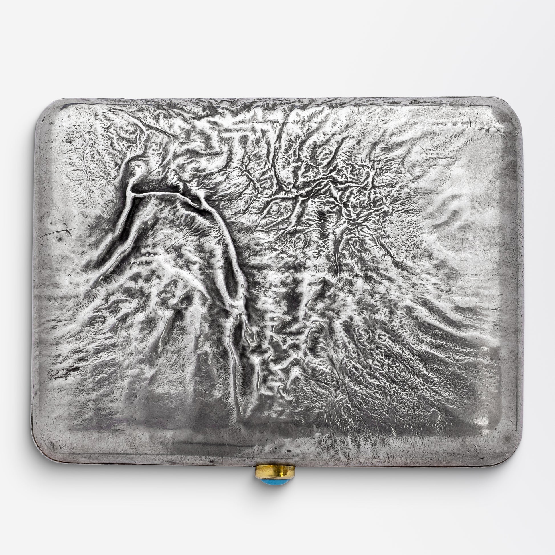 Étui à cigarettes Fabergé Samorodok avec cabochon turquoise