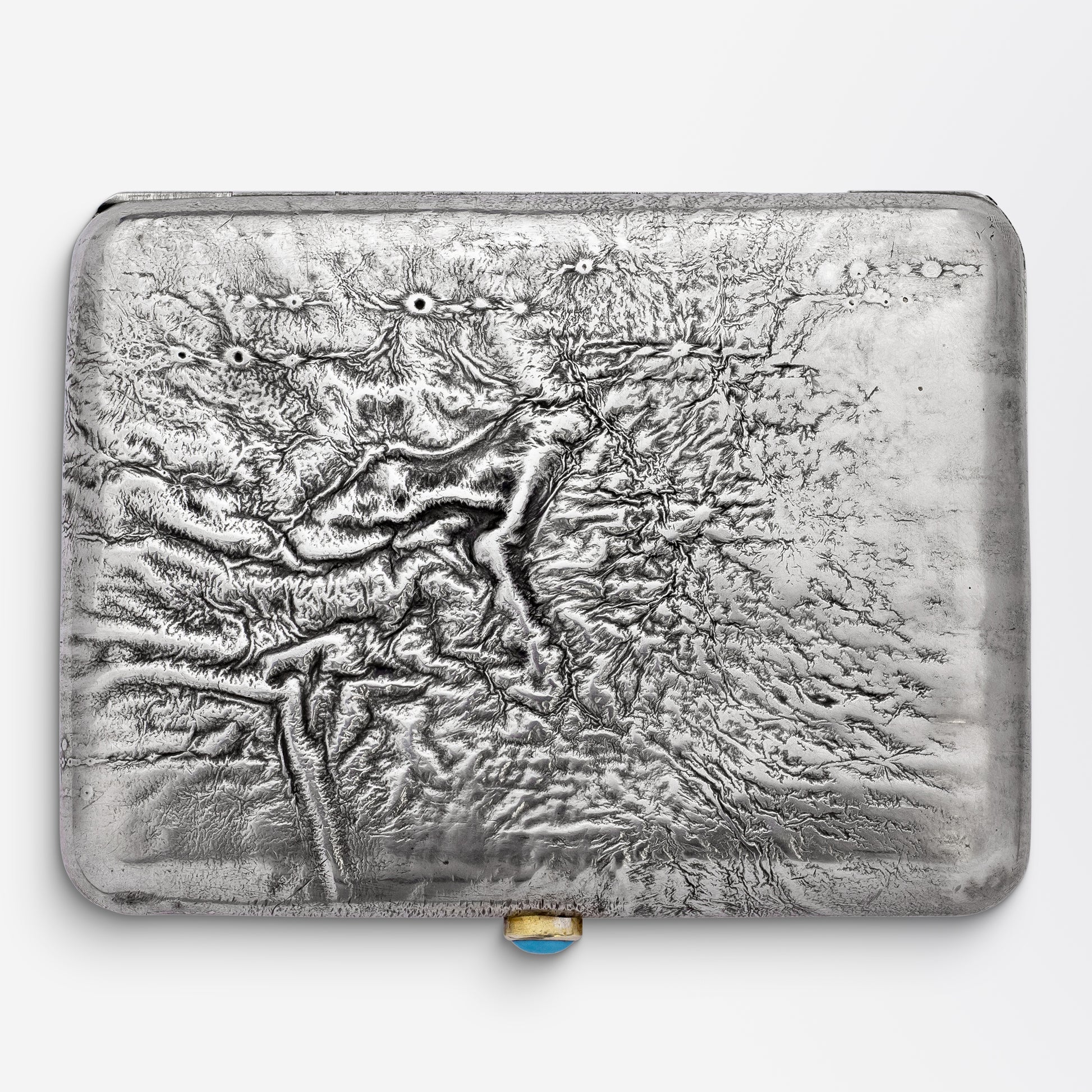 Étui à cigarettes Fabergé Samorodok avec cabochon turquoise