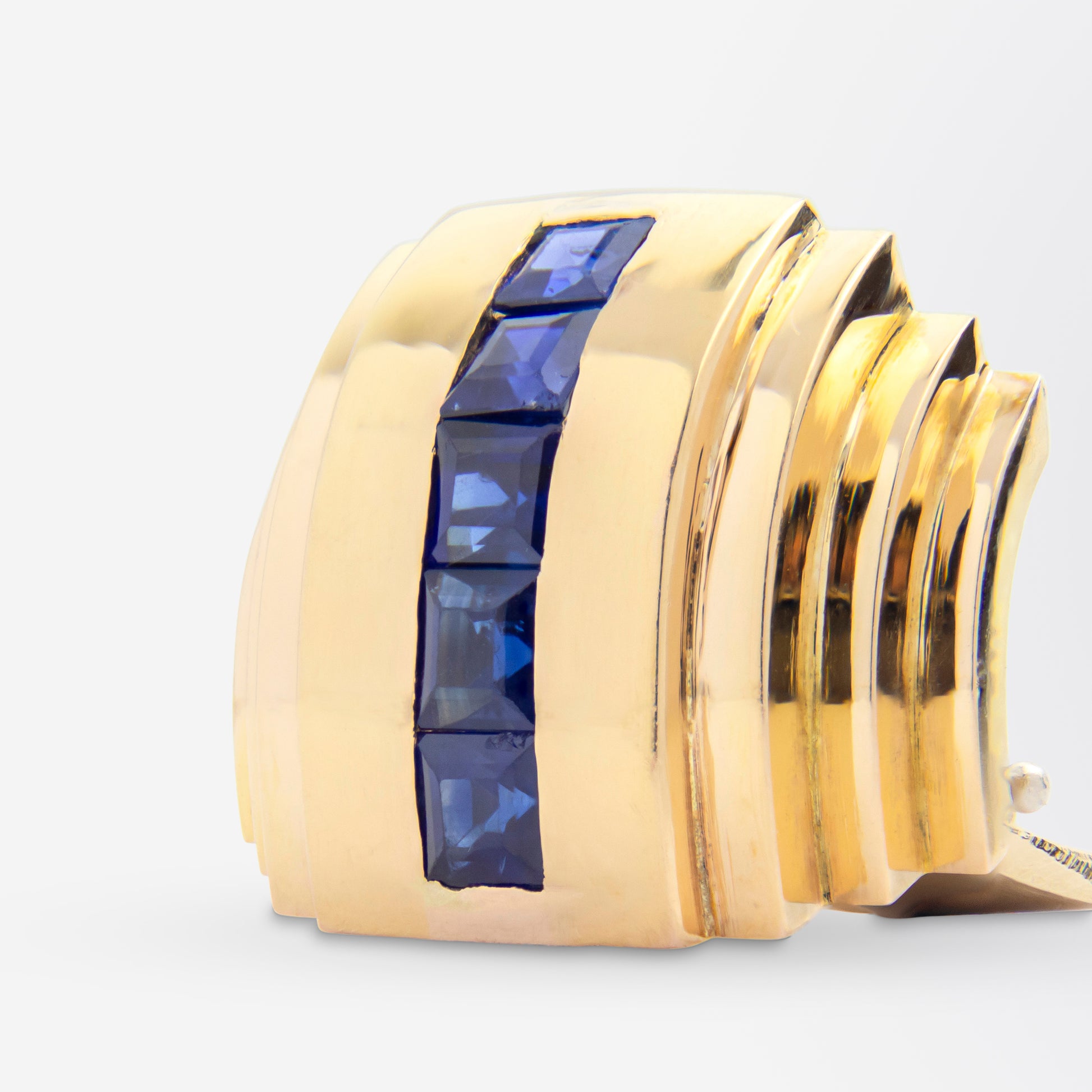 18kt Yellow Gold & Sapphire Art Deco Style Cufflinks