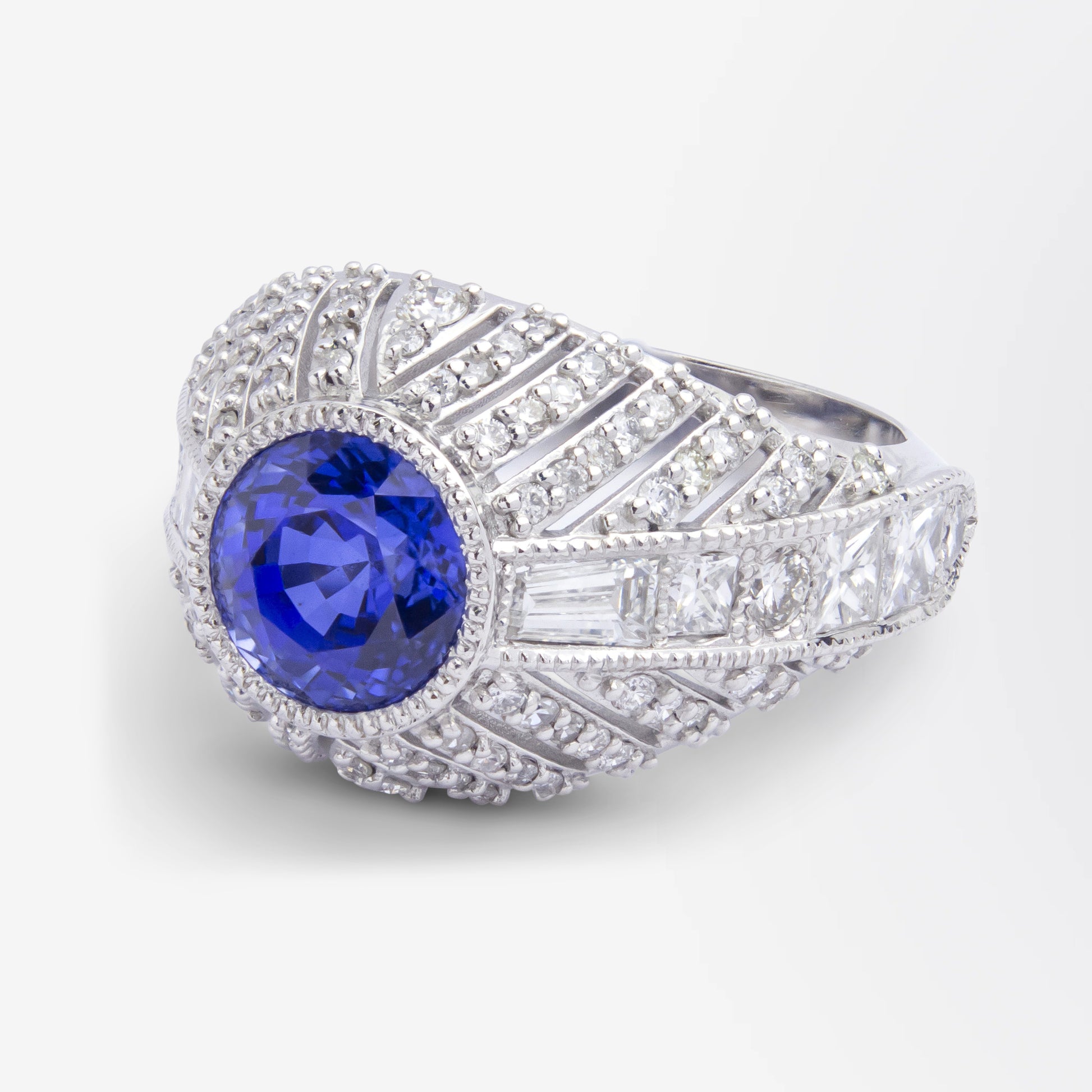 Bague en saphir de Ceylan et diamants