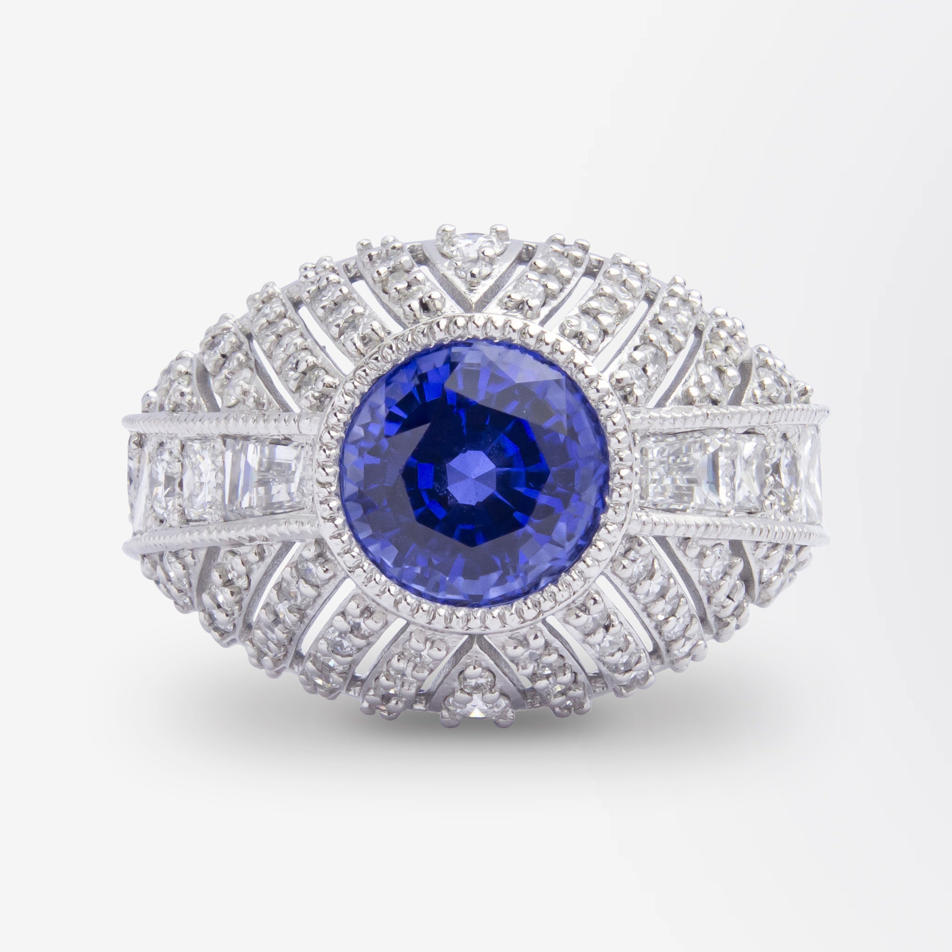 Bague en saphir de Ceylan et diamants