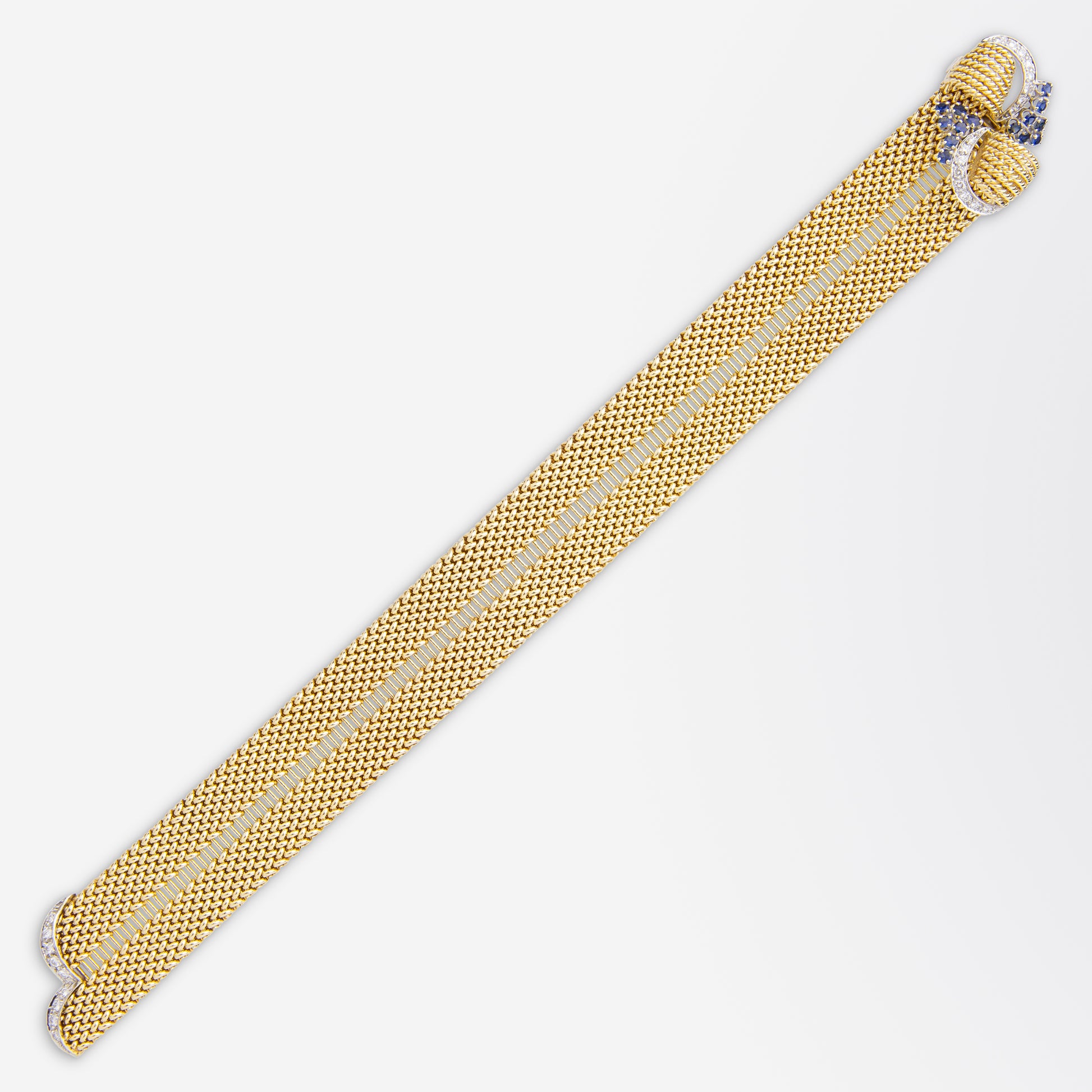 Bracelet ajustable en diamants et saphirs de style rétro