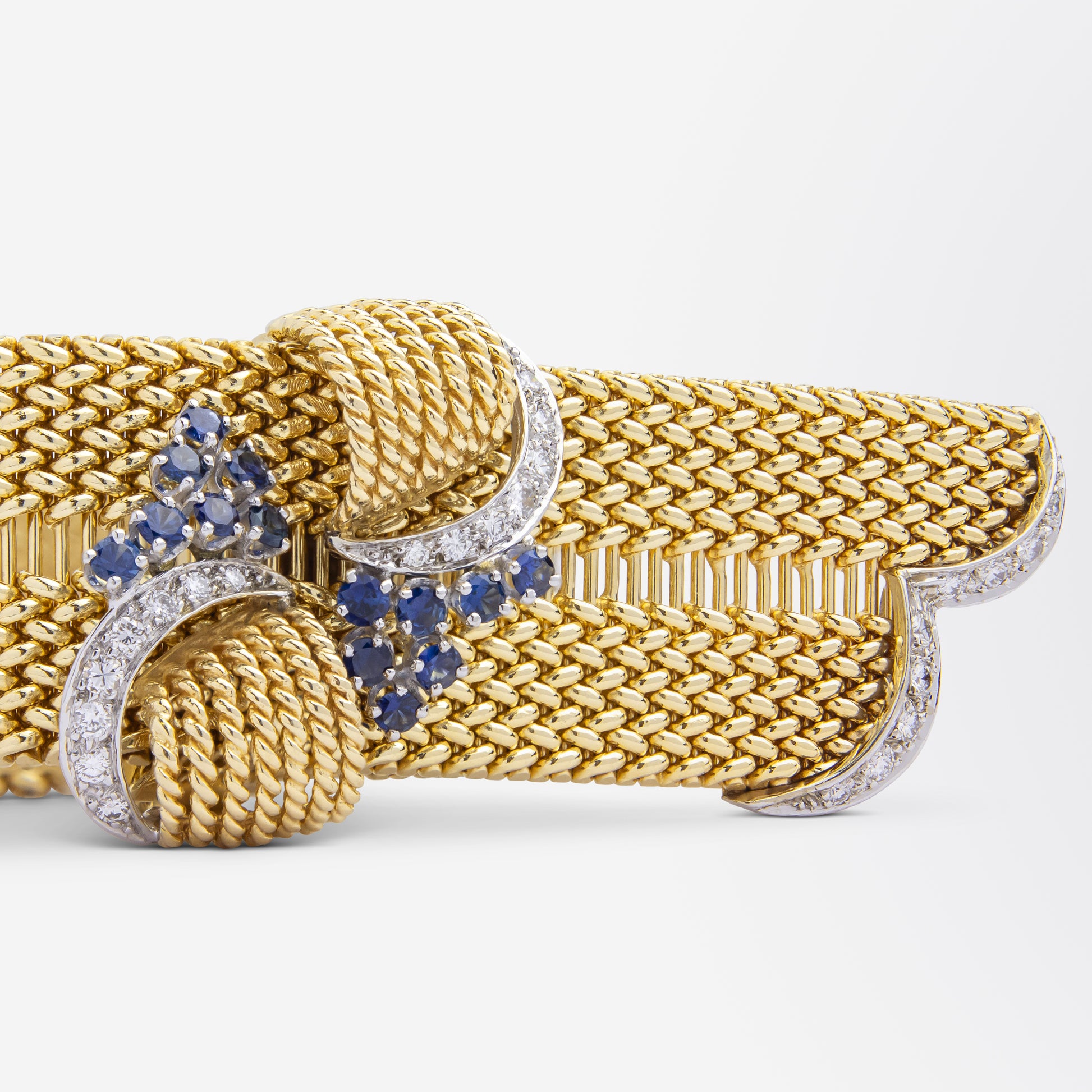 Bracelet ajustable en diamants et saphirs de style rétro