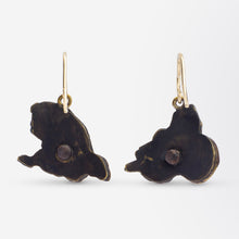 Load image into Gallery viewer, A Pair of Japanese Shakudo Hook Earrings