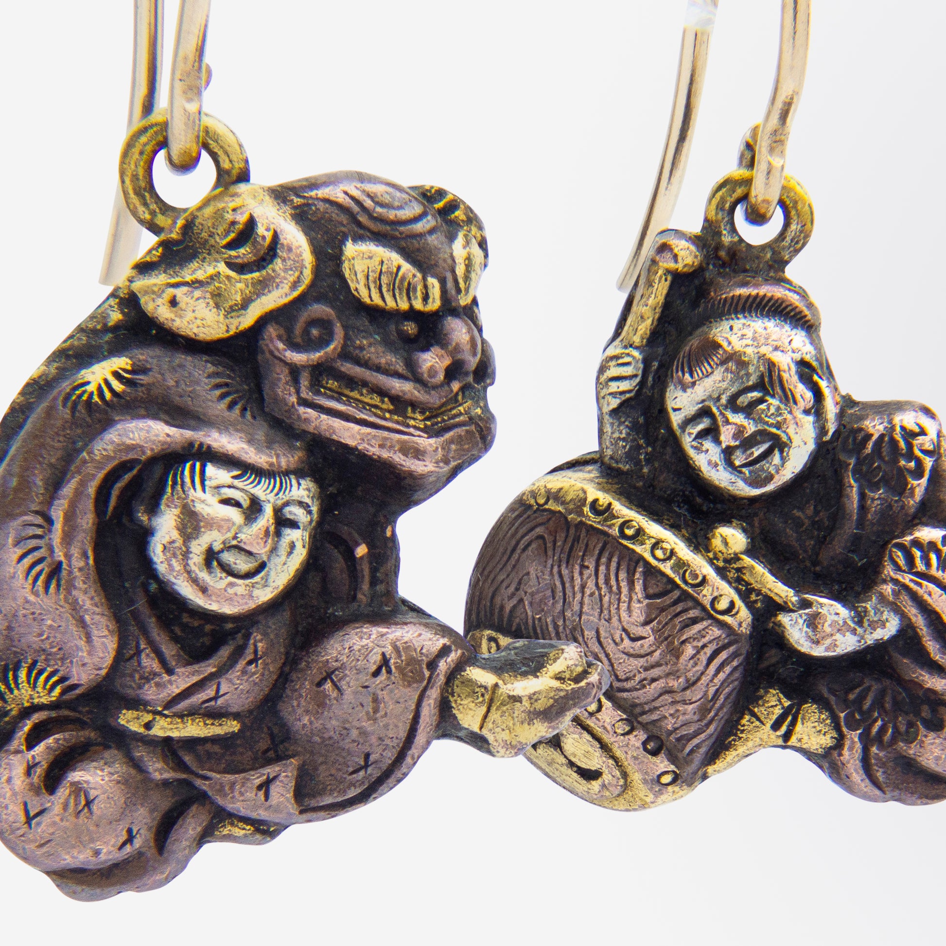 A Pair of Japanese Shakudo Hook Earrings