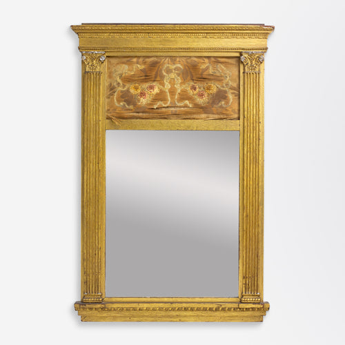 Petite French Empire Mirror with Silk Panel