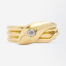 Load image into Gallery viewer, Edwardian 18kt Yellow Gold &amp; Diamond Serpent Ring
