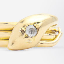 Load image into Gallery viewer, Edwardian 18kt Yellow Gold &amp; Diamond Serpent Ring
