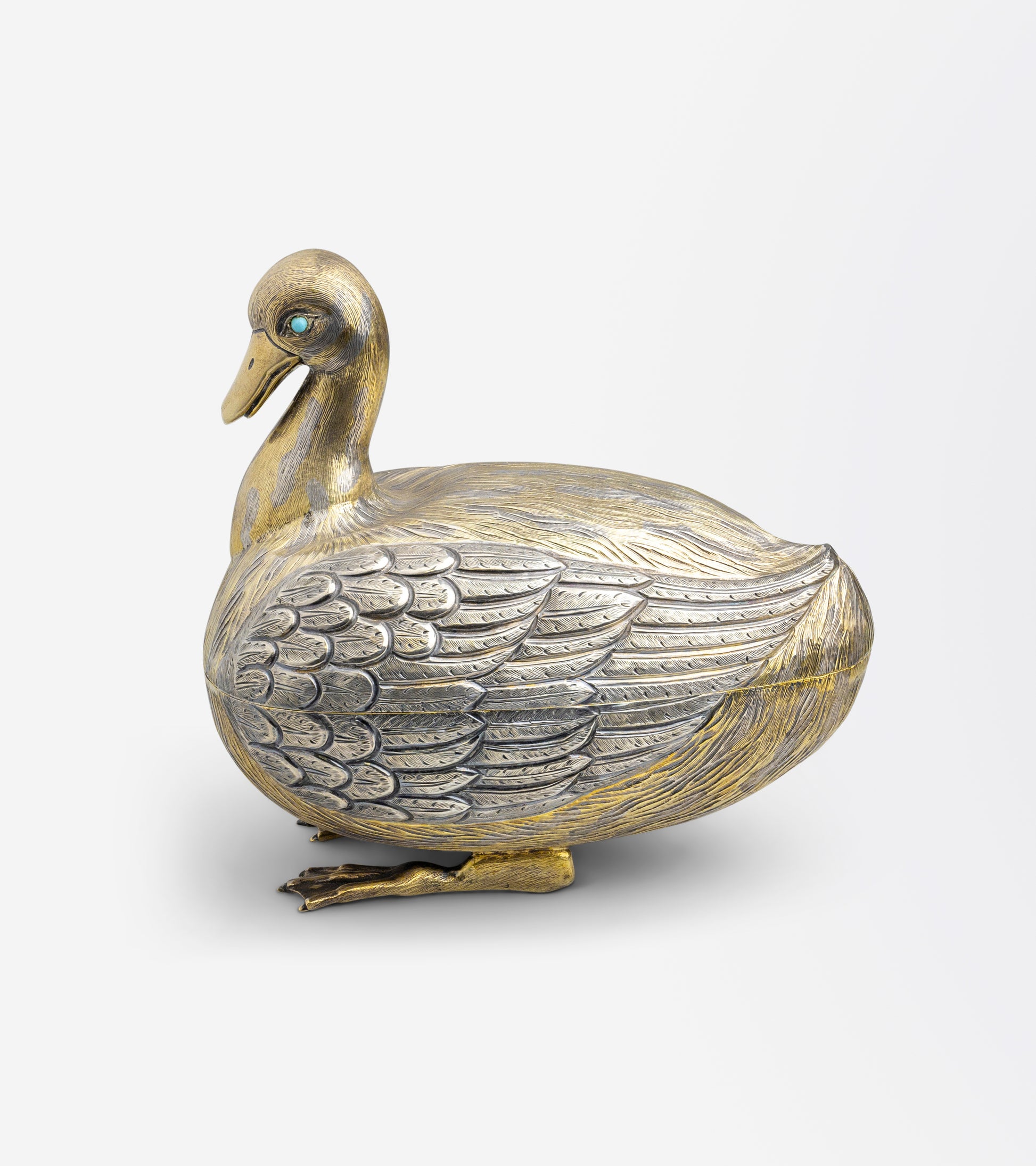 Pair of Mexican, Sterling Silver, Duck Containers by Tane