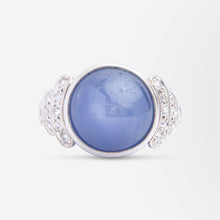 Load image into Gallery viewer, Tiffany and Company Art Deco Platinum Set Star Sapphire and Diamond Ring
