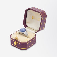 Load image into Gallery viewer, Tiffany and Company Art Deco Platinum Set Star Sapphire and Diamond Ring
