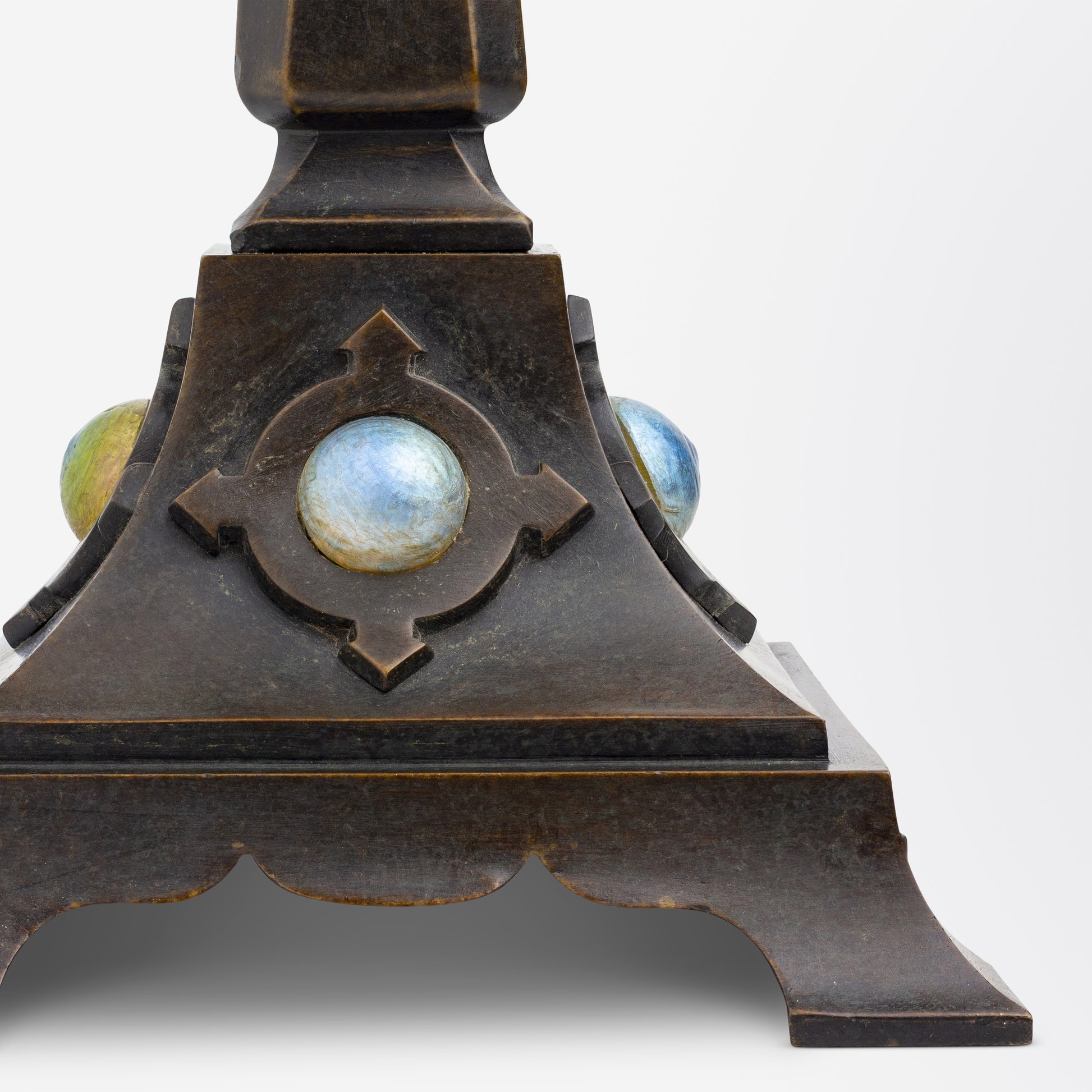 Tiffany Studios Bronze & Glass Candlesticks