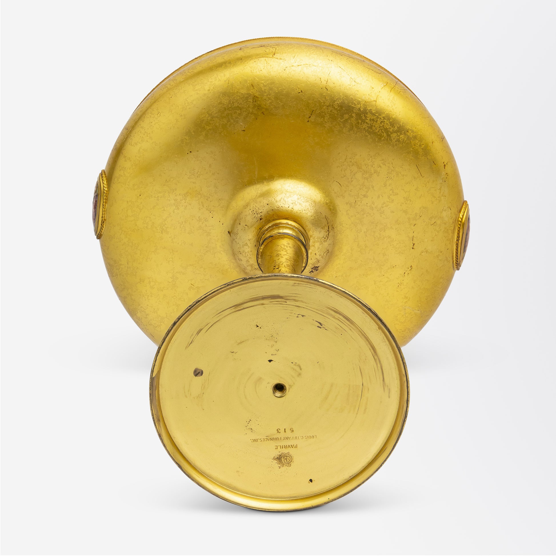 Coupe en bronze doré et émaillé Tiffany Studios