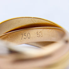 Load image into Gallery viewer, Vintage Les Must de Cartier Trinity Ring in 18kt Tri Coloured Gold
