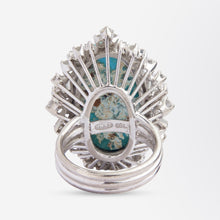 Load image into Gallery viewer, &#39;H. Sena&#39; 18kt White Gold Diamond &amp; Turquoise Cocktail Ring
