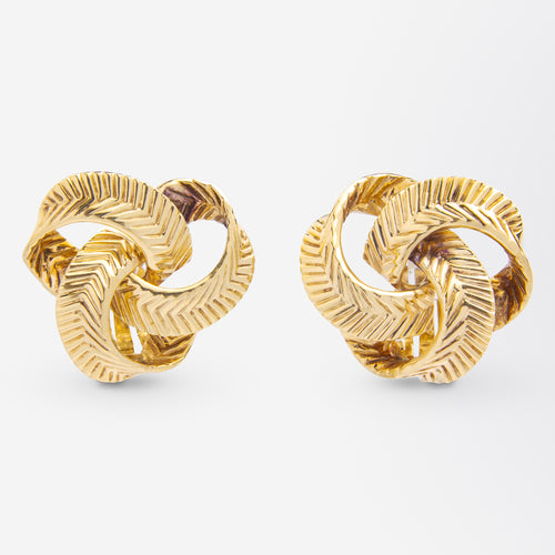 Retro 14kt Gold Knot Ear Clips