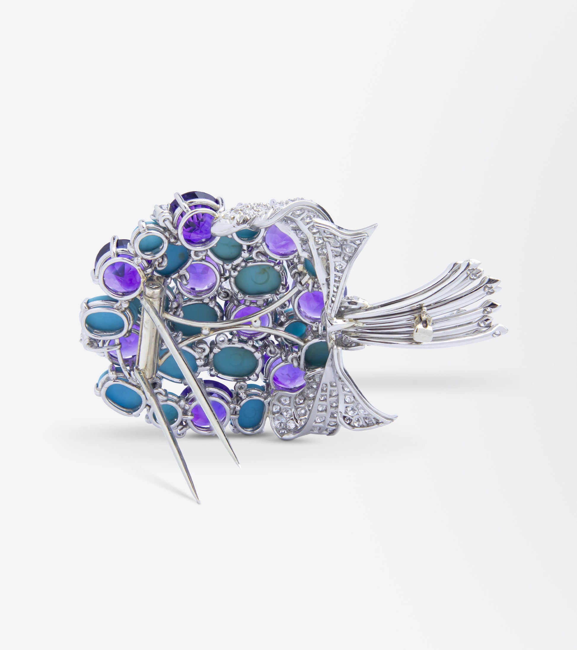Amethyst, Turquoise, and Diamond Bouquet Brooch by Verdura